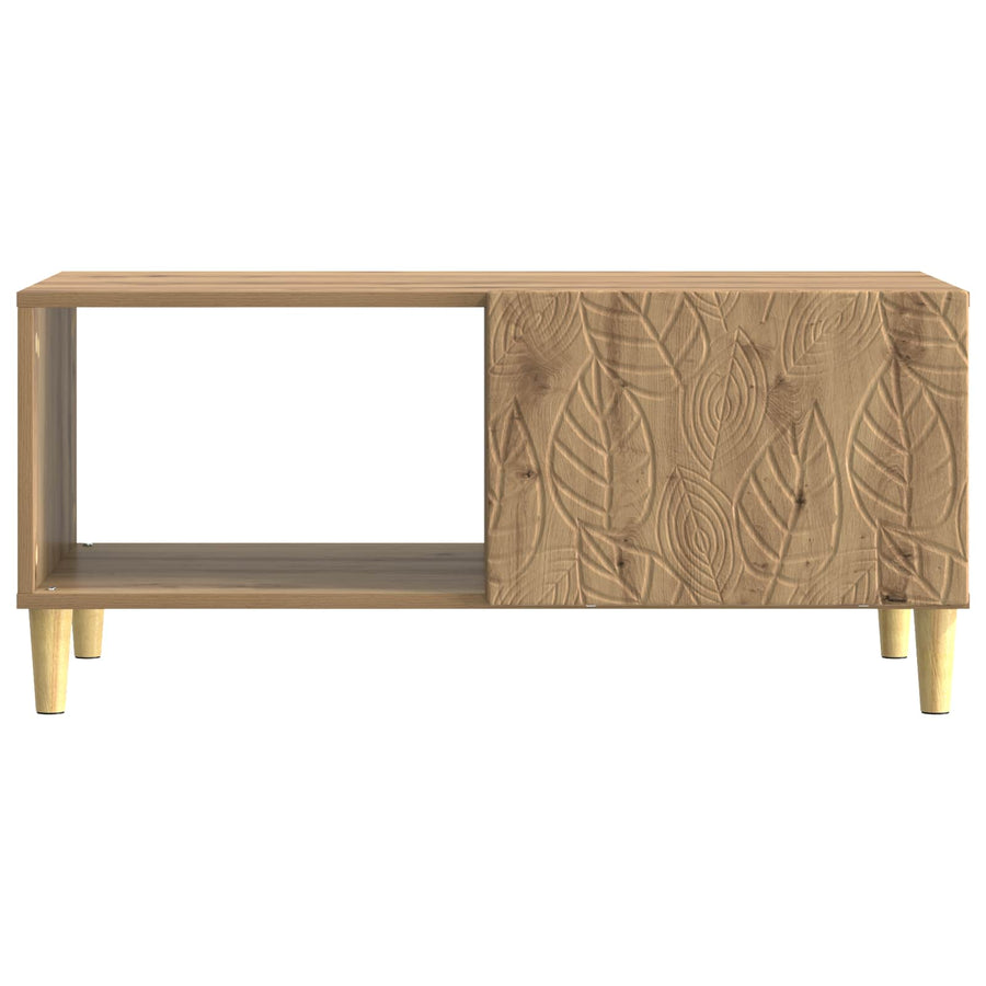 Salontafel Artisanaal eiken 90 x 50 x 40 cm Bewerkt hout