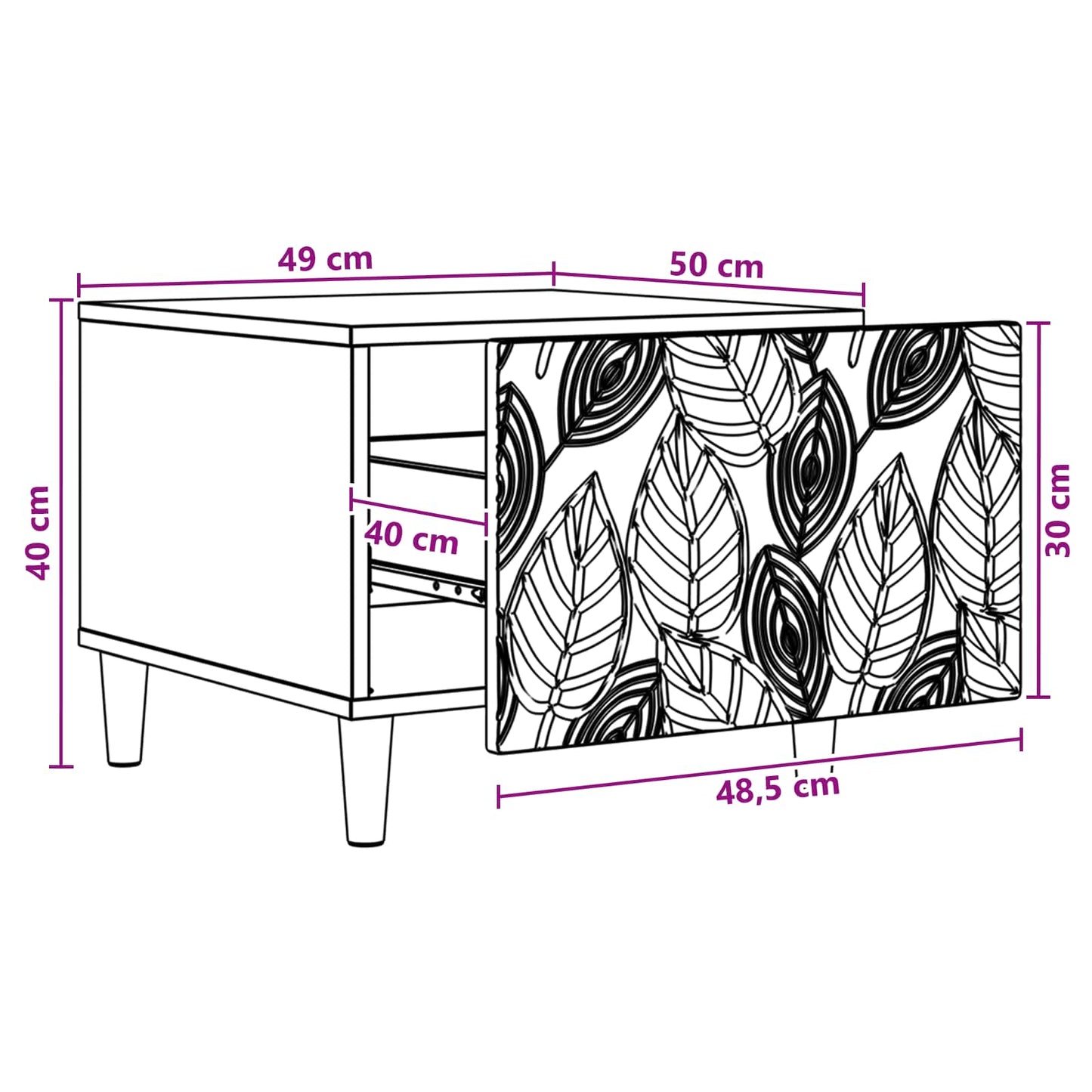 Salontafel Wit 50 x 49 x 40 cm Bewerkt hout