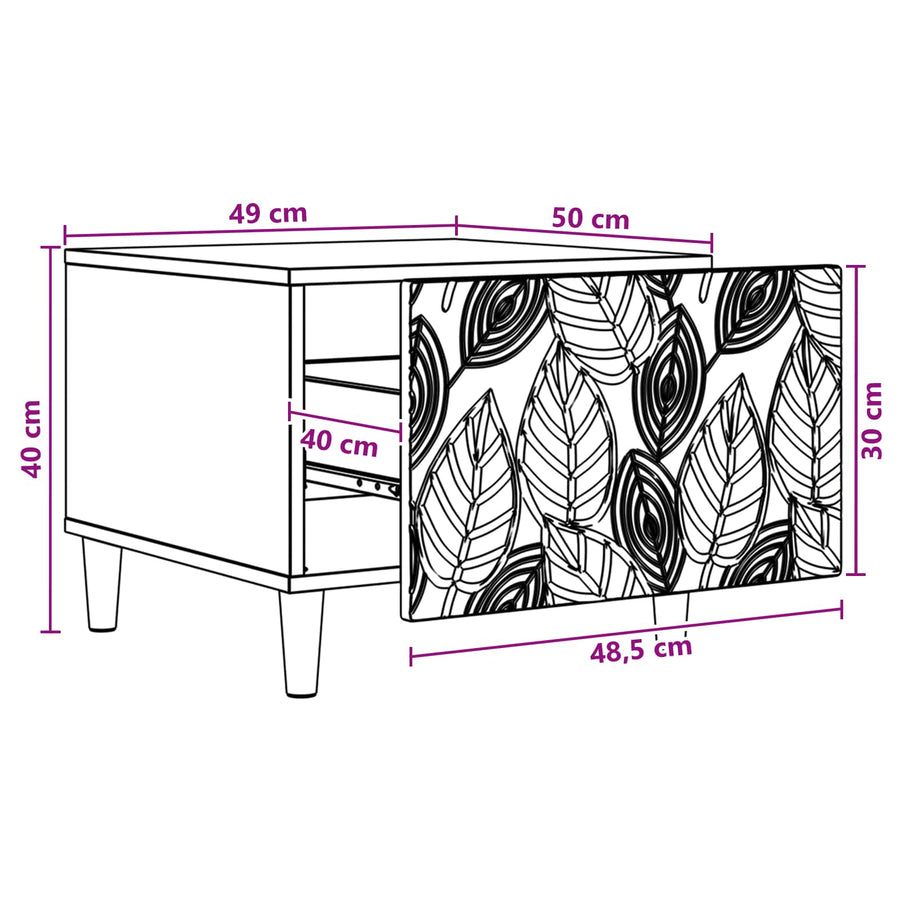 Salontafel Wit 50 x 49 x 40 cm Bewerkt hout