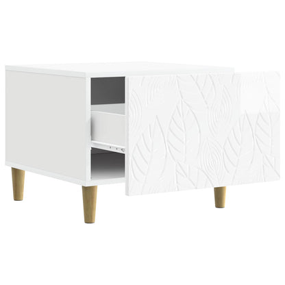 Salontafel Hoogglans Wit 50 x 49 x 40 cm Bewerkt hout