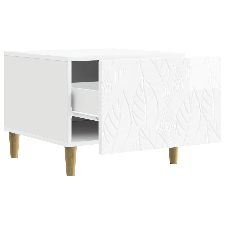 Salontafel Hoogglans Wit 50 x 49 x 40 cm Bewerkt hout