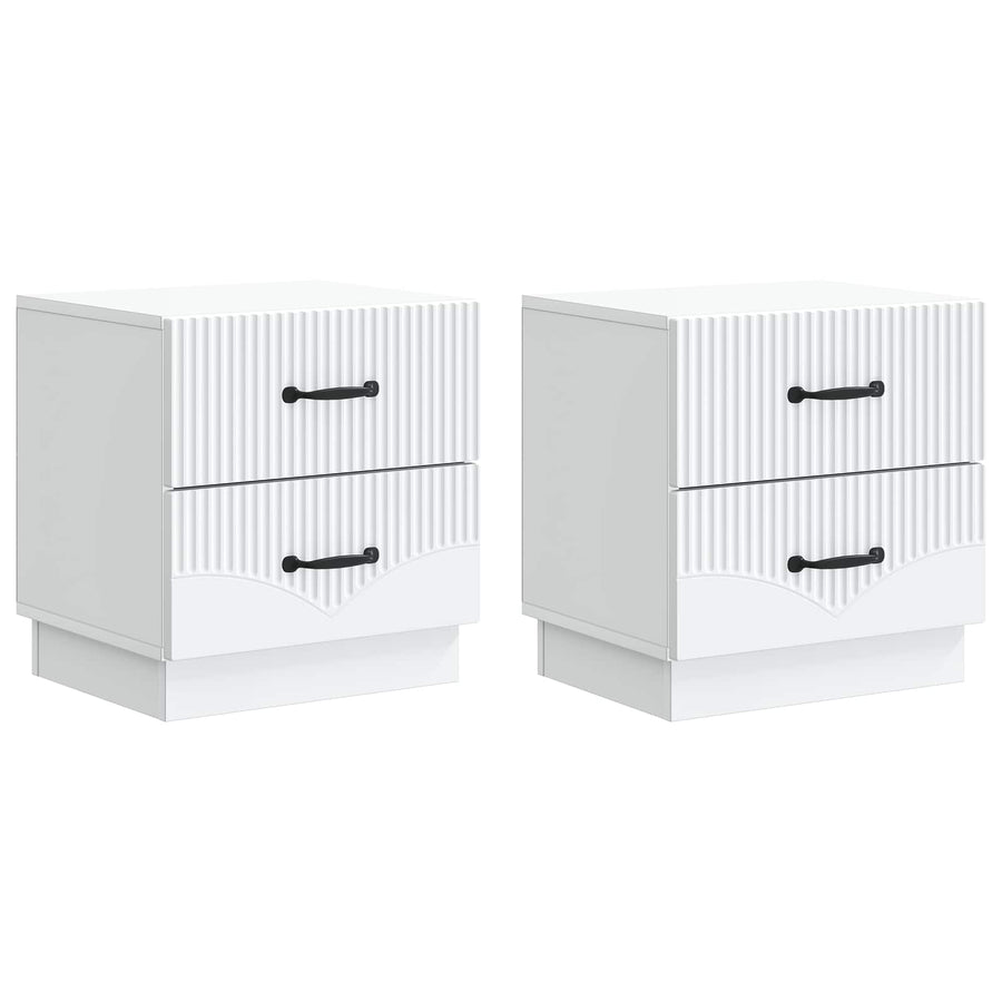 Nachtkastje met lade 2 pcs Wit 43 x 34,5 x 44,5 cm Bewerkt hout