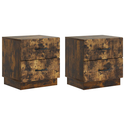 Nachtkastje met lade 2 pcs Gerookt eiken 43 x 34,5 x 44,5 cm
