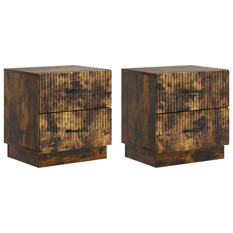 Nachtkastje met lade 2 pcs Gerookt eiken 43 x 34,5 x 44,5 cm