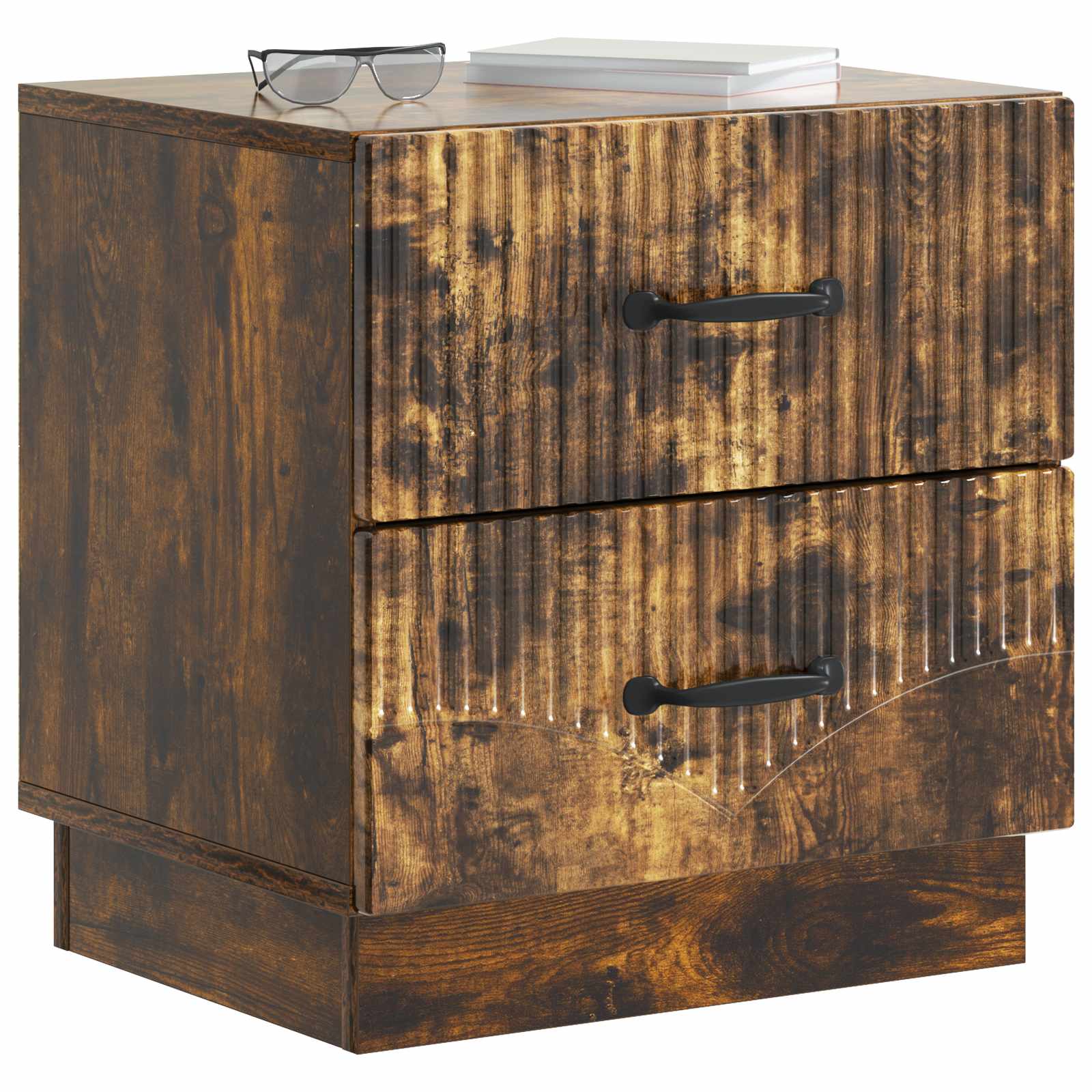 Nachtkastje met lade 2 pcs Gerookt eiken 43 x 34,5 x 44,5 cm