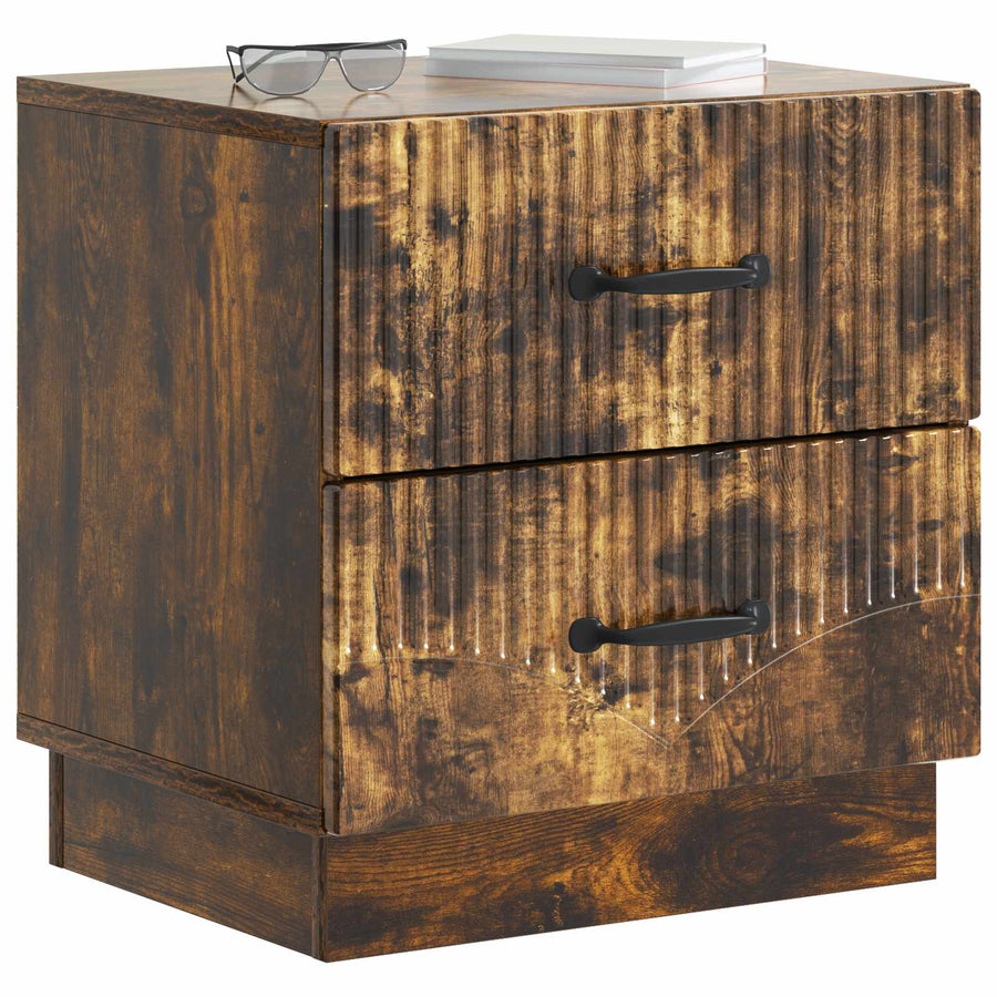 Nachtkastje met lade 2 pcs Gerookt eiken 43 x 34,5 x 44,5 cm