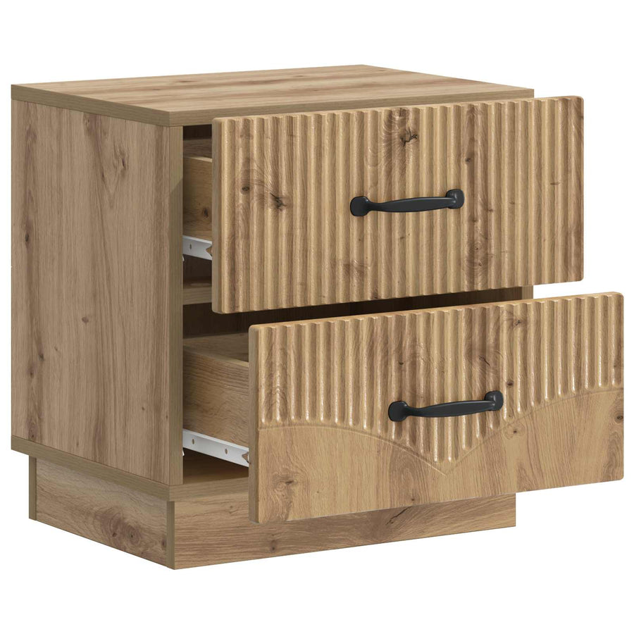 Nachtkastje Artisanaal eiken 43 x 34,5 x 44,5 cm Bewerkt hout