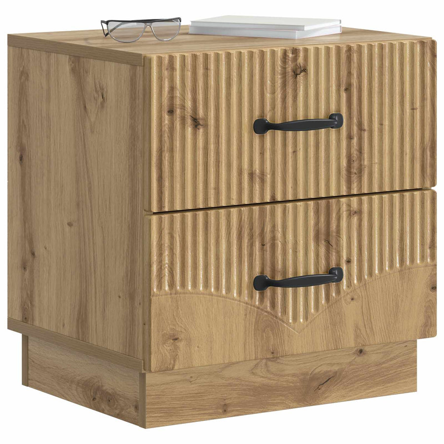 Nachtkastje Artisanaal eiken 43 x 34,5 x 44,5 cm Bewerkt hout