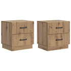 Nachtkastje 2 stuks artisanaal eiken 43x34,5x44,5 cm