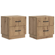 Nachtkastje 2 stuks artisanaal eiken 43x34,5x44,5 cm