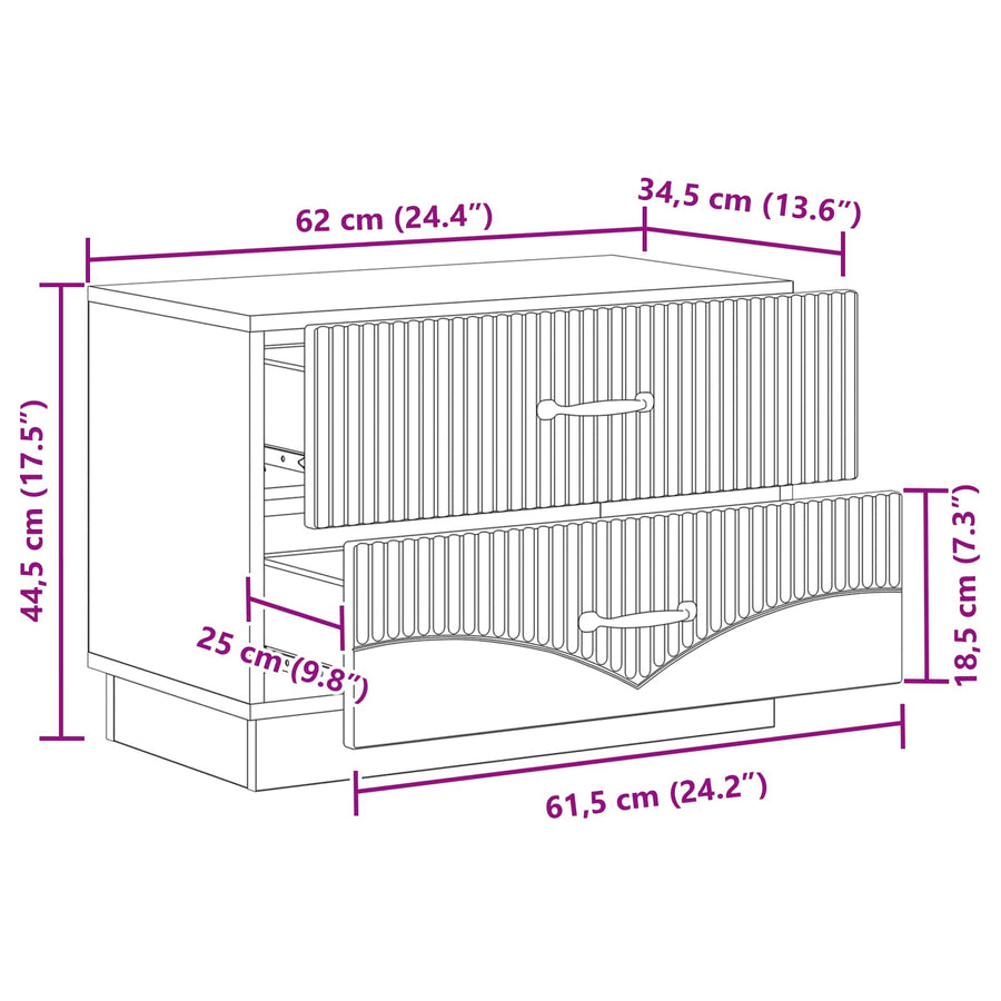 Nachtkastje Sonoma Eiken 62 x 34,5 x 44,5 cm Bewerkt hout