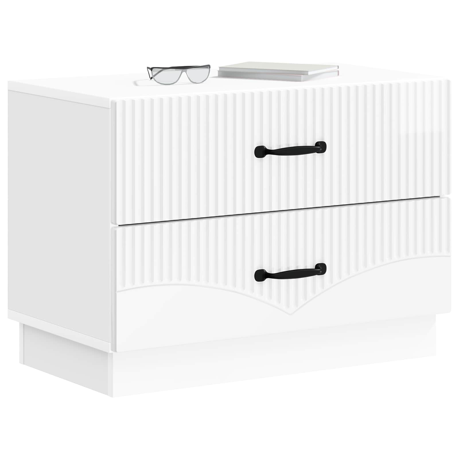 Nachtkastje Hoogglans Wit 62 x 34,5 x 44,5 cm Bewerkt hout