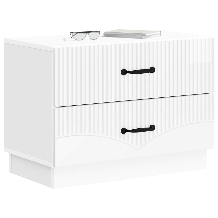 Nachtkastje Hoogglans Wit 62 x 34,5 x 44,5 cm Bewerkt hout