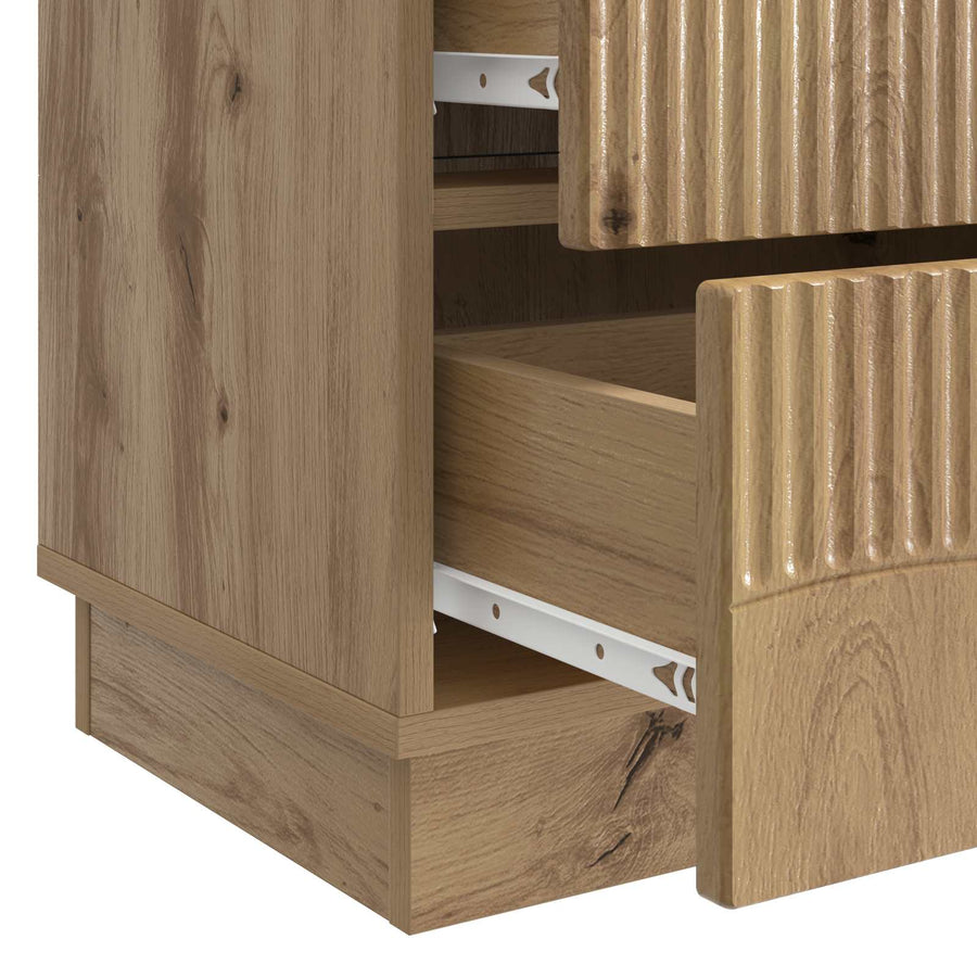Nachtkastje Artisanaal eiken 62 x 34,5 x 44,5 cm Bewerkt hout