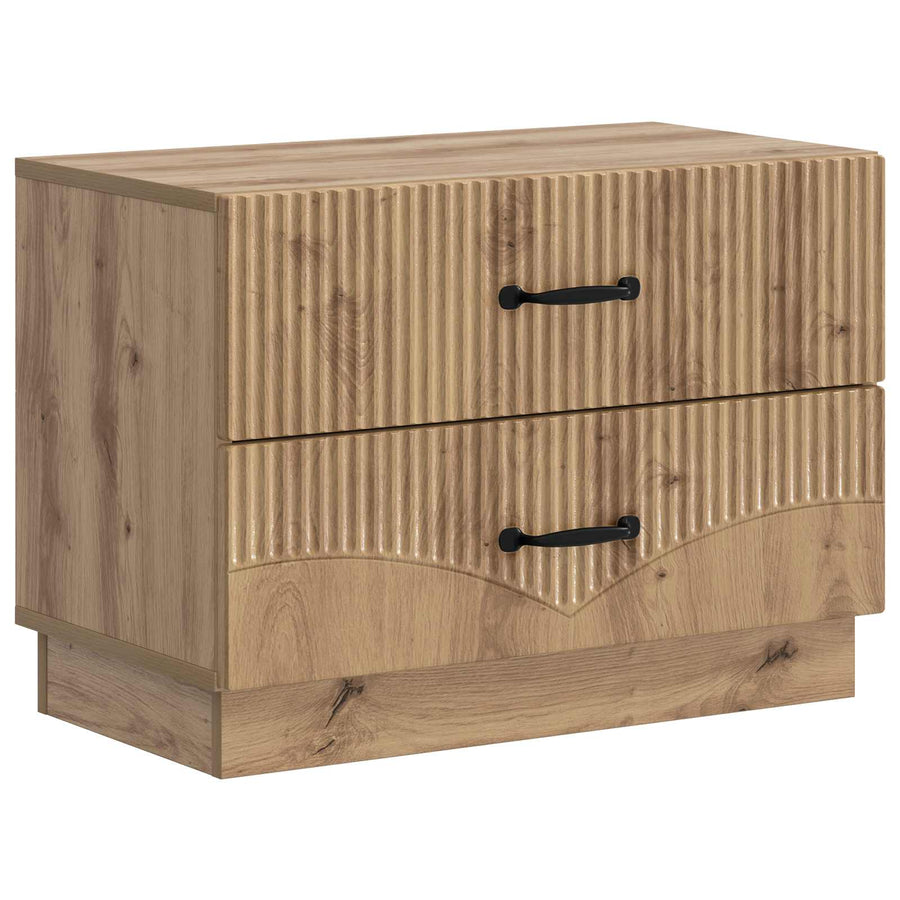 Nachtkastje Artisanaal eiken 62 x 34,5 x 44,5 cm Bewerkt hout