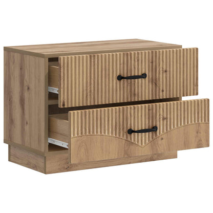Nachtkastje Artisanaal eiken 62 x 34,5 x 44,5 cm Bewerkt hout