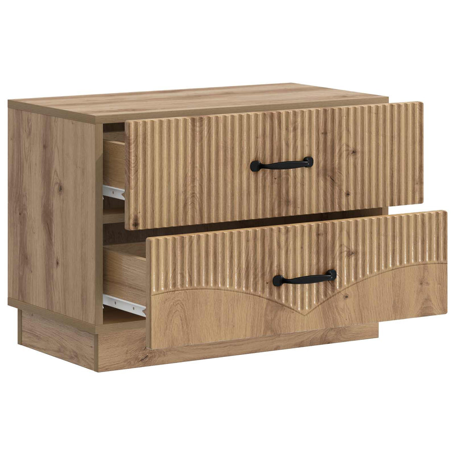 Nachtkastje Artisanaal eiken 62 x 34,5 x 44,5 cm Bewerkt hout