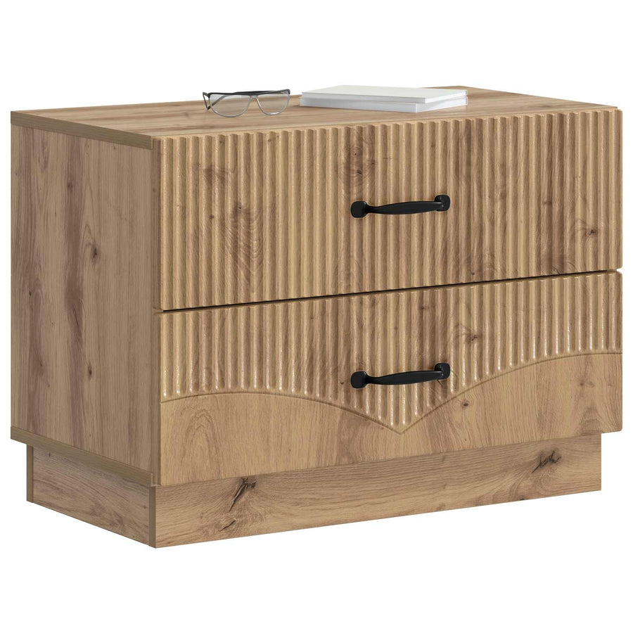 Nachtkastje Artisanaal eiken 62 x 34,5 x 44,5 cm Bewerkt hout