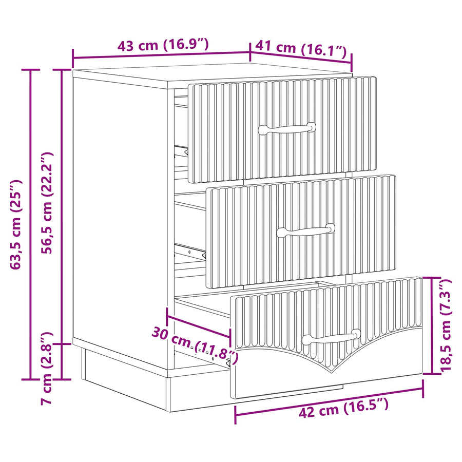 Nachtkastje met lade Wit 43 x 41 x 63,5 cm Bewerkt hout