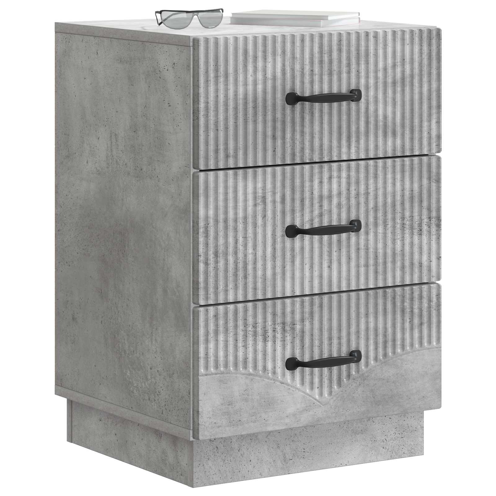 Nachtkastje met lade Betongrijs 43 x 41 x 63,5 cm Bewerkt hout