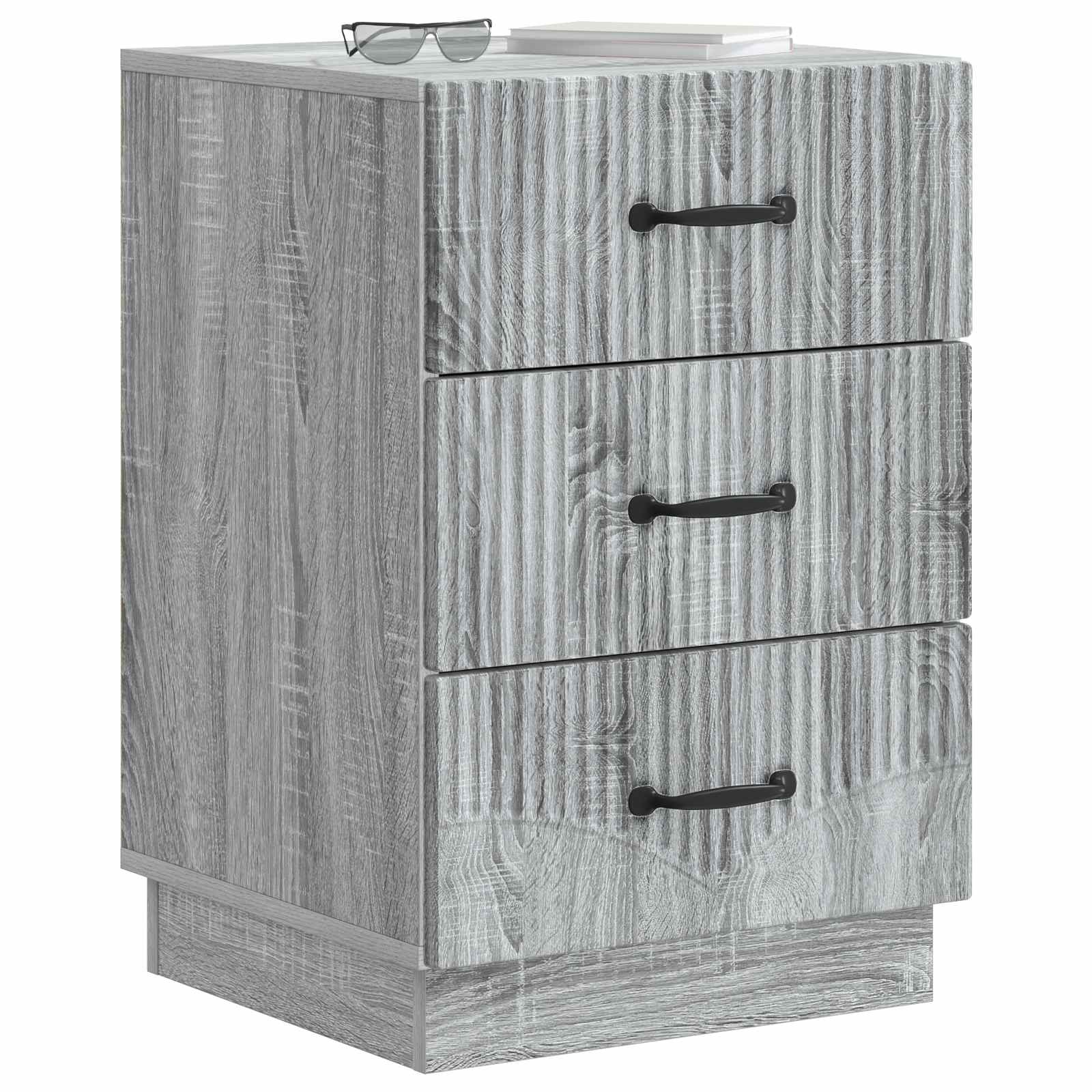 Nachtkastje Grijs sonoma 43 x 41 x 63,5 cm Bewerkt hout