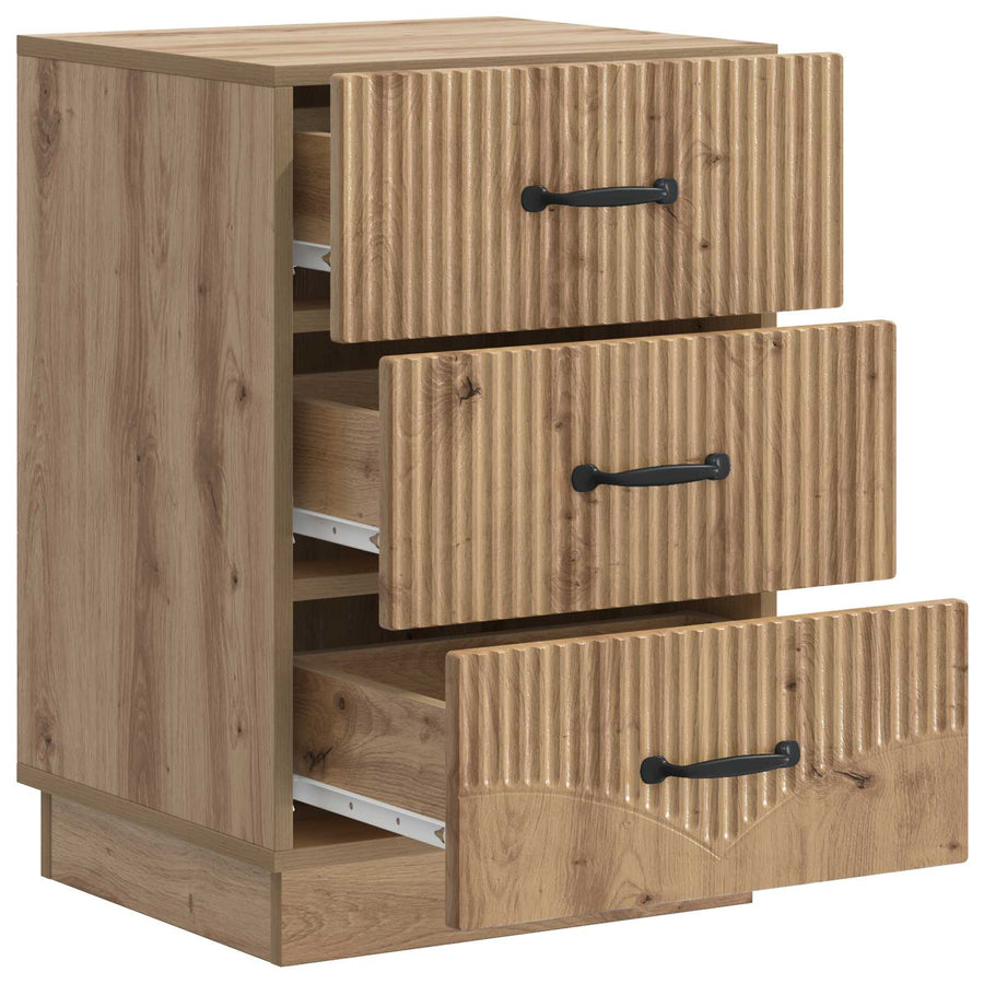 Nachtkastje Artisanaal eiken 43 x 41 x 63,5 cm Bewerkt hout