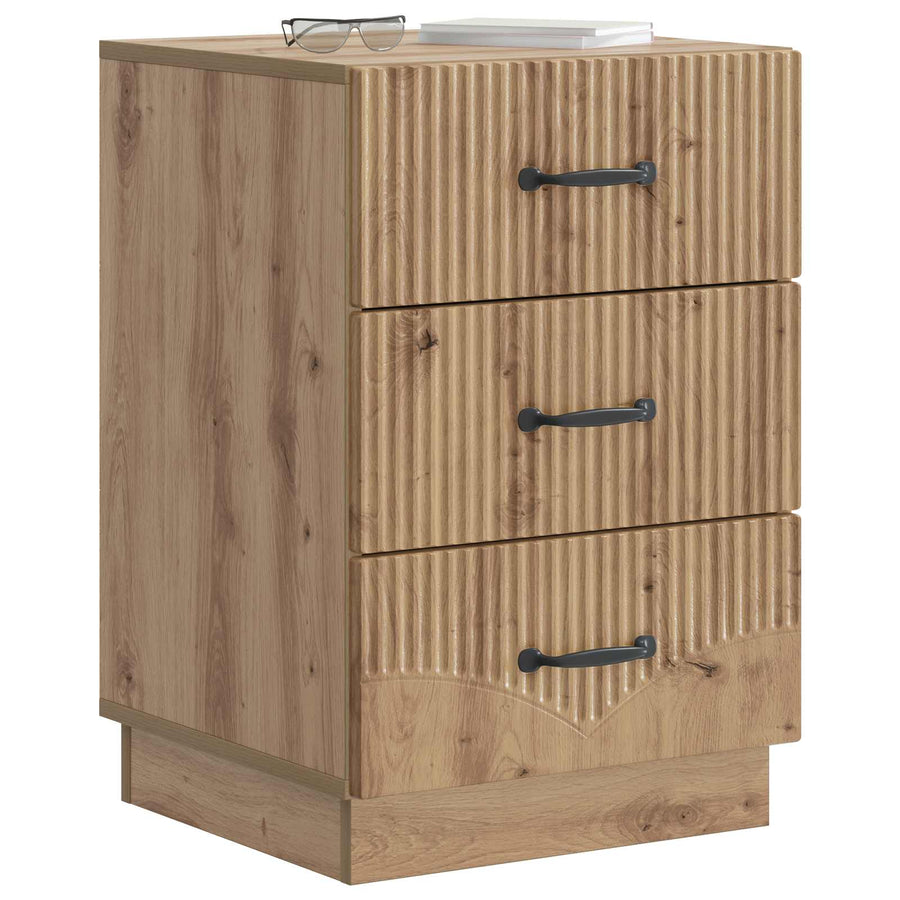 Nachtkastje Artisanaal eiken 43 x 41 x 63,5 cm Bewerkt hout