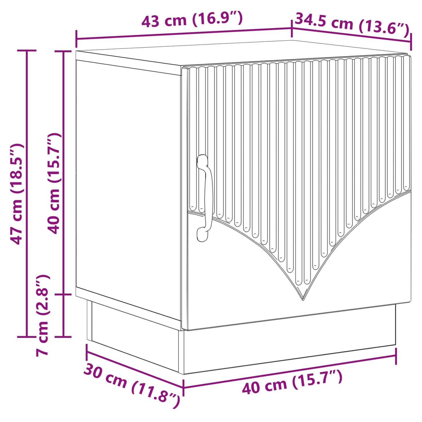 Nachtkastje Artisanaal eiken 43 x 34,5 x 47 cm Bewerkt hout