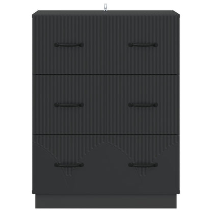 Ladenkast Zwart 66 x 34,5 x 87 cm Bewerkt hout