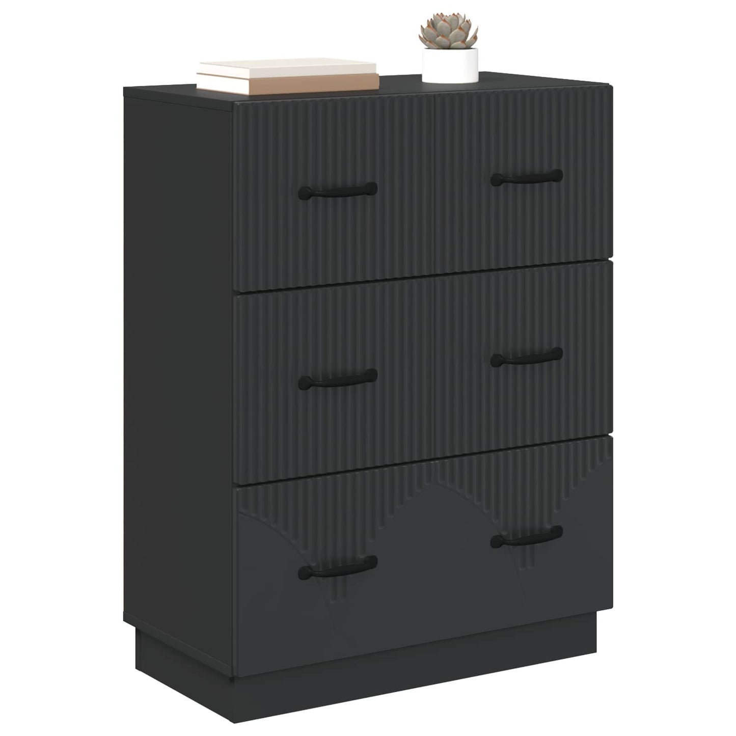 Ladenkast Zwart 66 x 34,5 x 87 cm Bewerkt hout