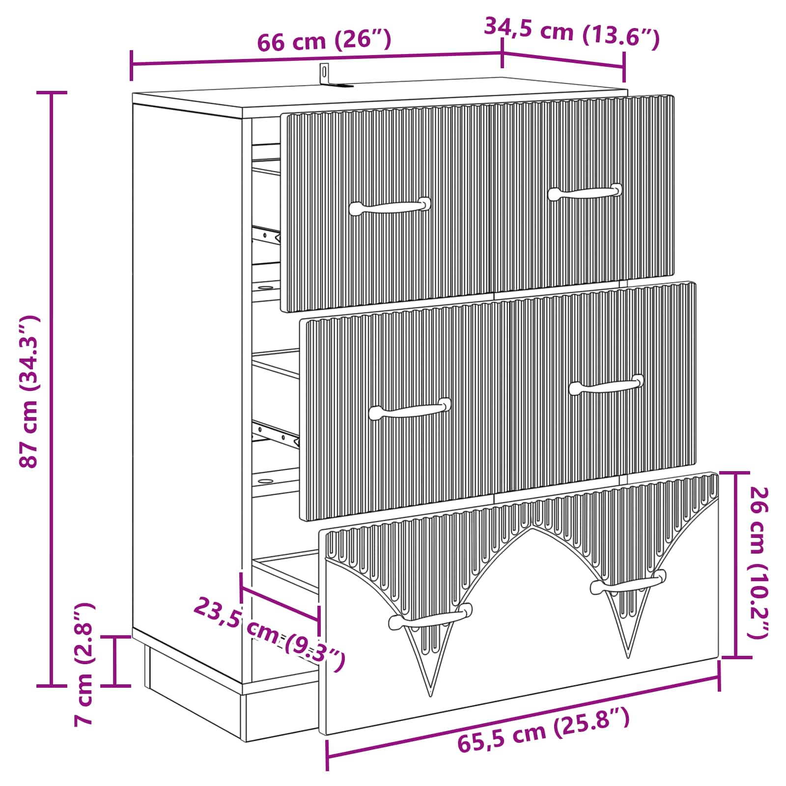 Ladenkast Sonoma Eiken 66 x 34,5 x 87 cm Bewerkt hout
