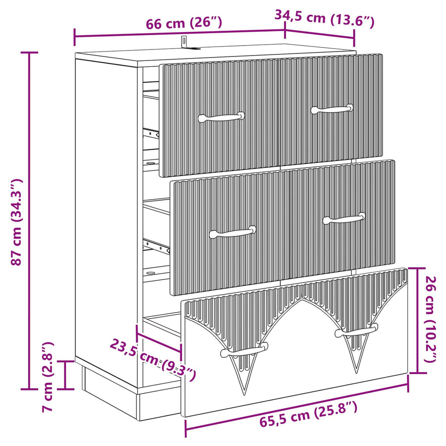 Ladenkast Oud hout 66 x 34,5 x 87 cm Bewerkt hout