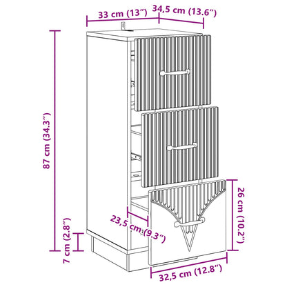 Ladenkast Betongrijs 33 x 34,5 x 87 cm Bewerkt hout