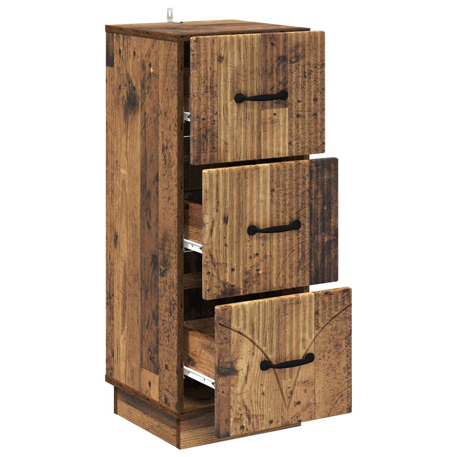 Ladenkast Oud hout 33 x 34,5 x 87 cm Bewerkt hout