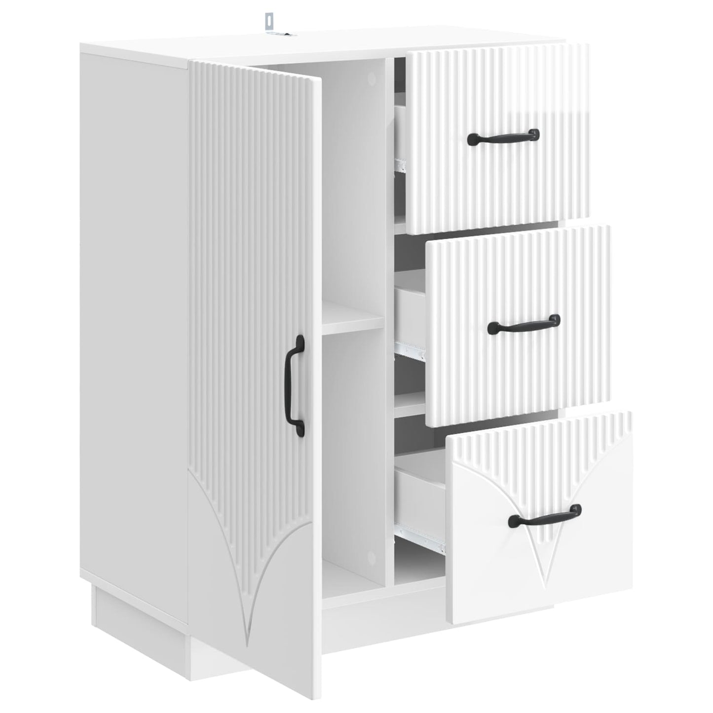 Dressoir met lade Hoogglans Wit 66 x 34,5 x 87 cm Bewerkt hout