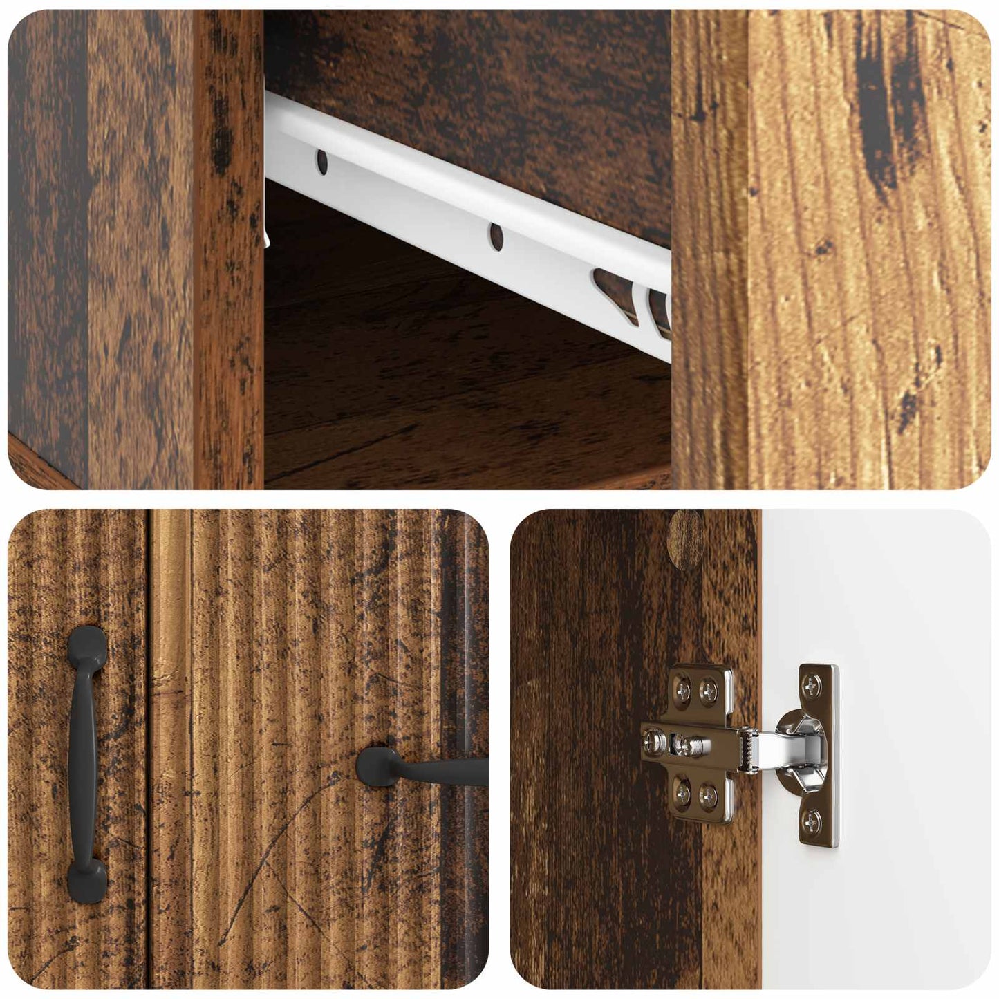 Dressoir met lade Oud hout 66 x 34,5 x 87 cm Bewerkt hout
