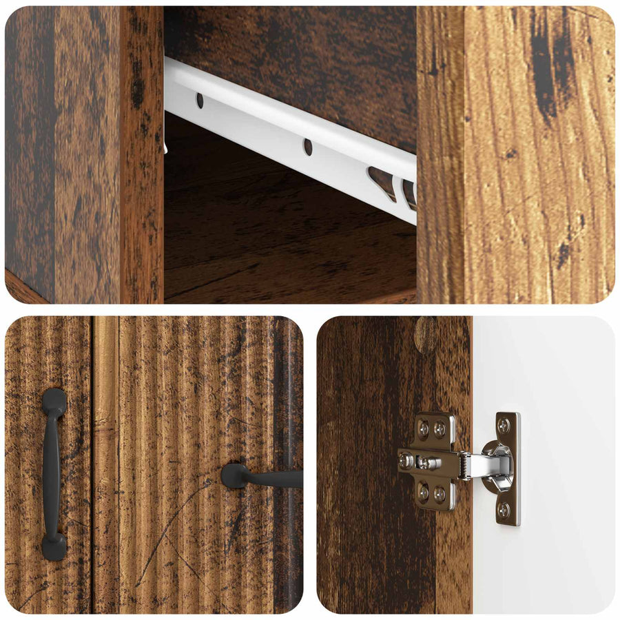 Dressoir met lade Oud hout 66 x 34,5 x 87 cm Bewerkt hout