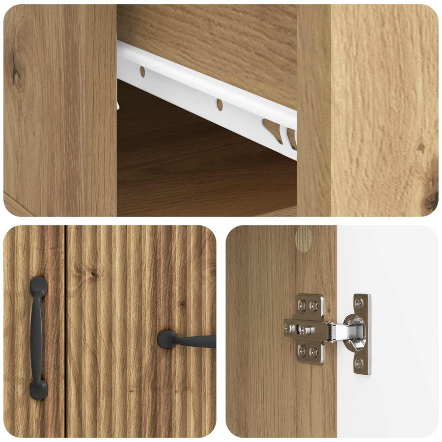 Dressoir Artisanaal eiken 66 x 34,5 x 87 cm Bewerkt hout