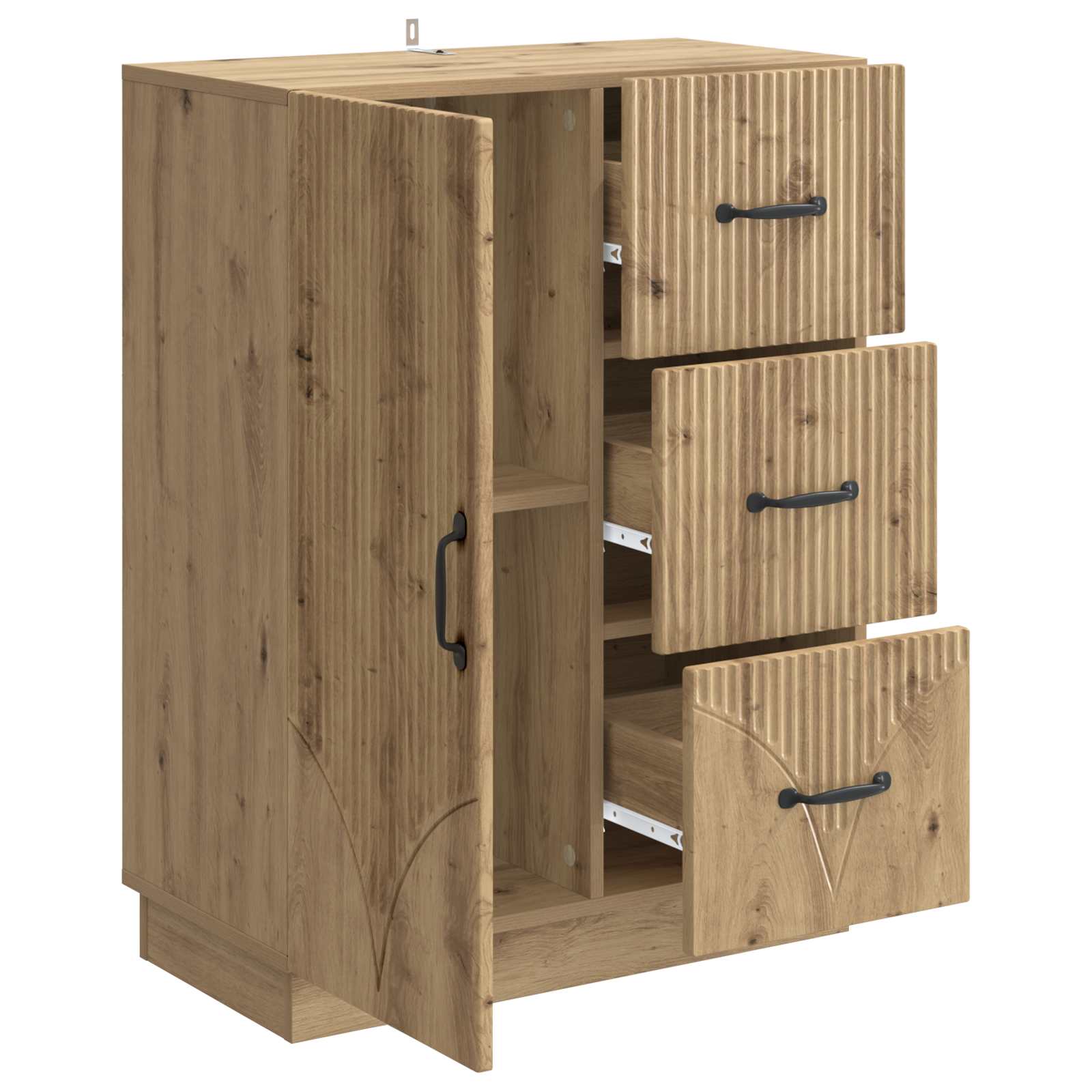 Dressoir Artisanaal eiken 66 x 34,5 x 87 cm Bewerkt hout