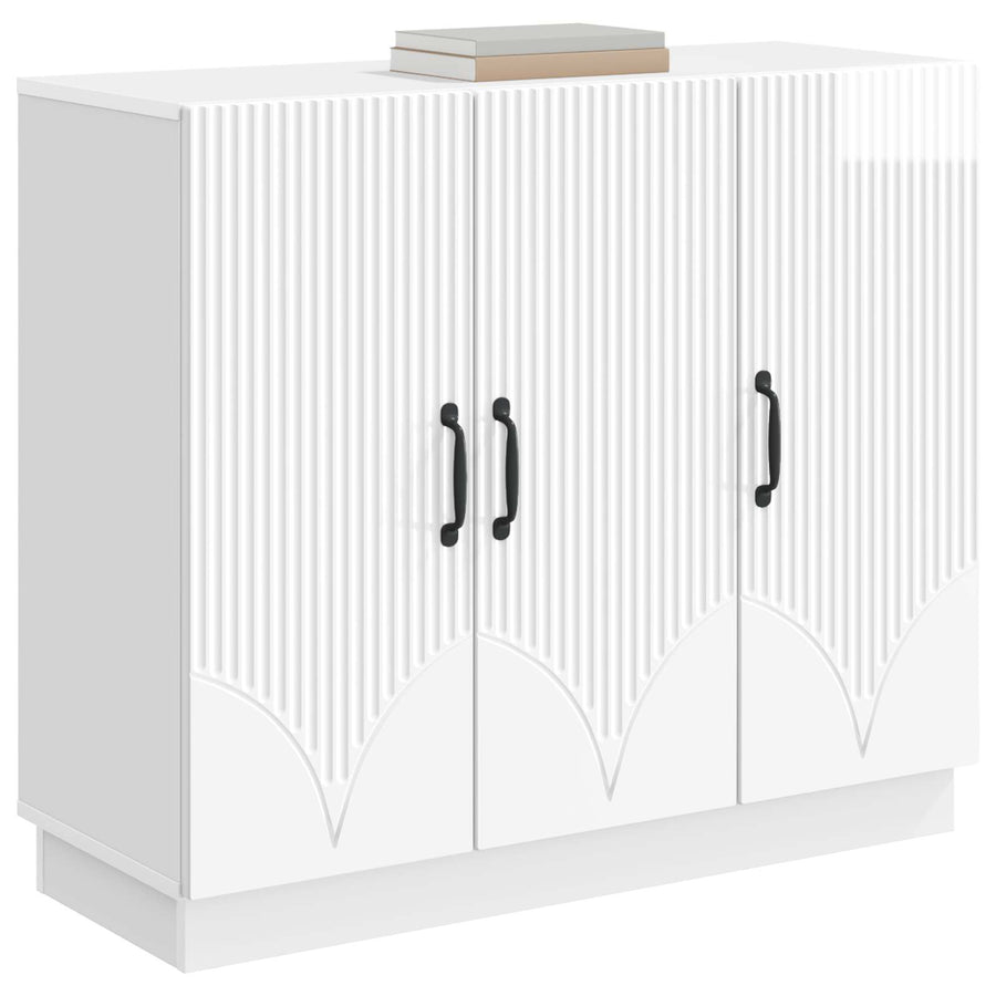 Dressoir Hoogglans Wit 89 x 34,5 x 77 cm Bewerkt hout
