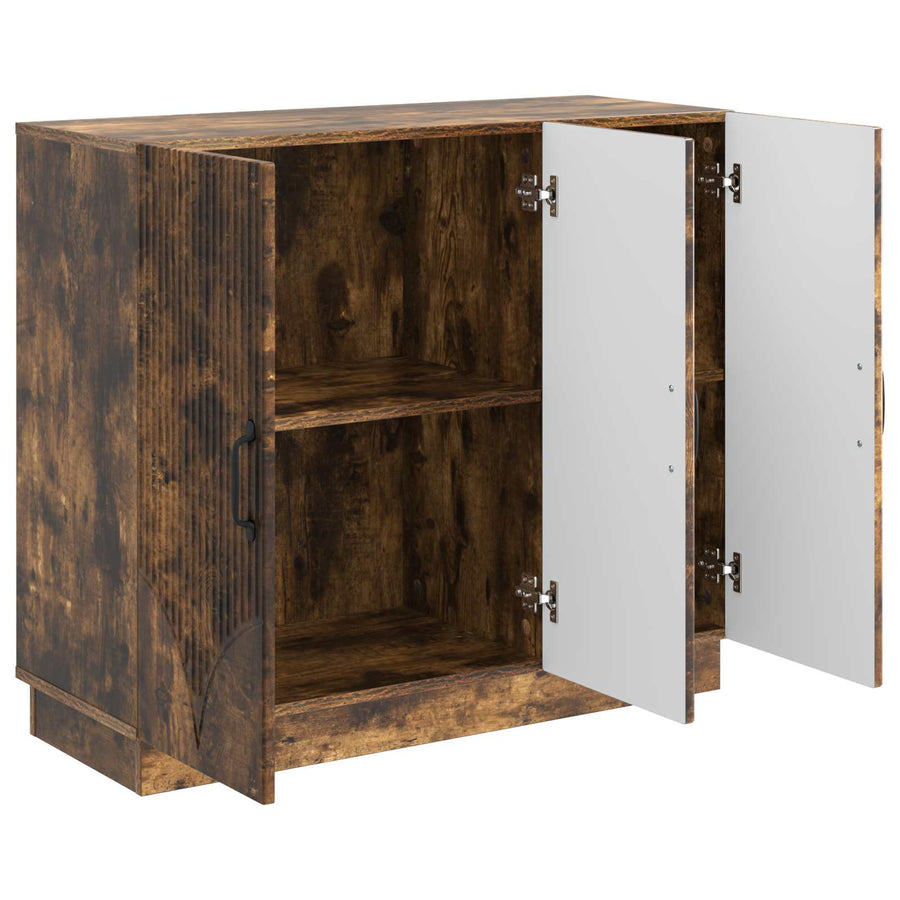 Dressoir Gerookt eiken 89 x 34,5 x 77 cm Bewerkt hout