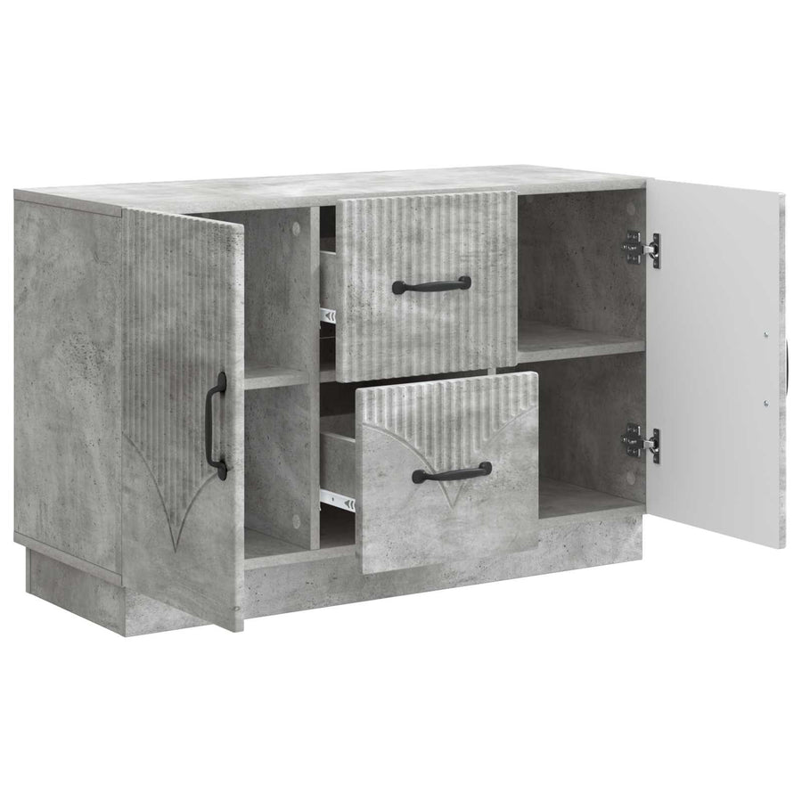 Dressoir met lade Betongrijs 89 x 34,5 x 57 cm Bewerkt hout