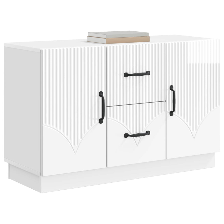 Dressoir met lade Hoogglans Wit 89 x 34,5 x 57 cm Bewerkt hout