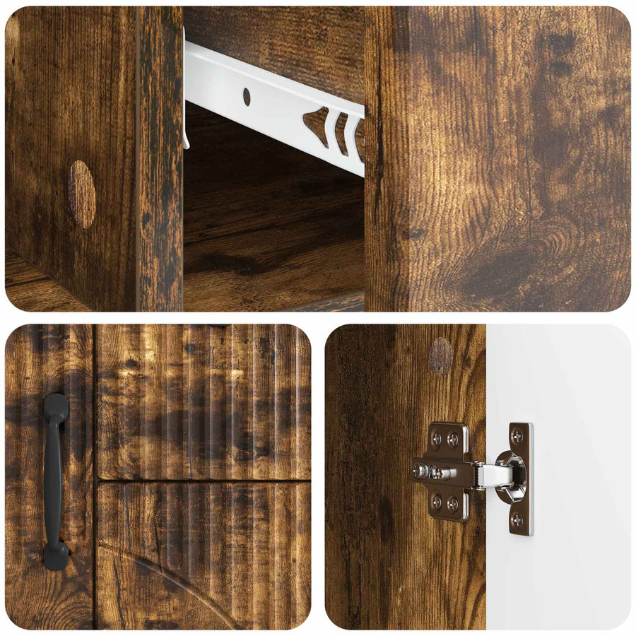 Dressoir met lade Gerookt eiken 89 x 34,5 x 57 cm Bewerkt hout