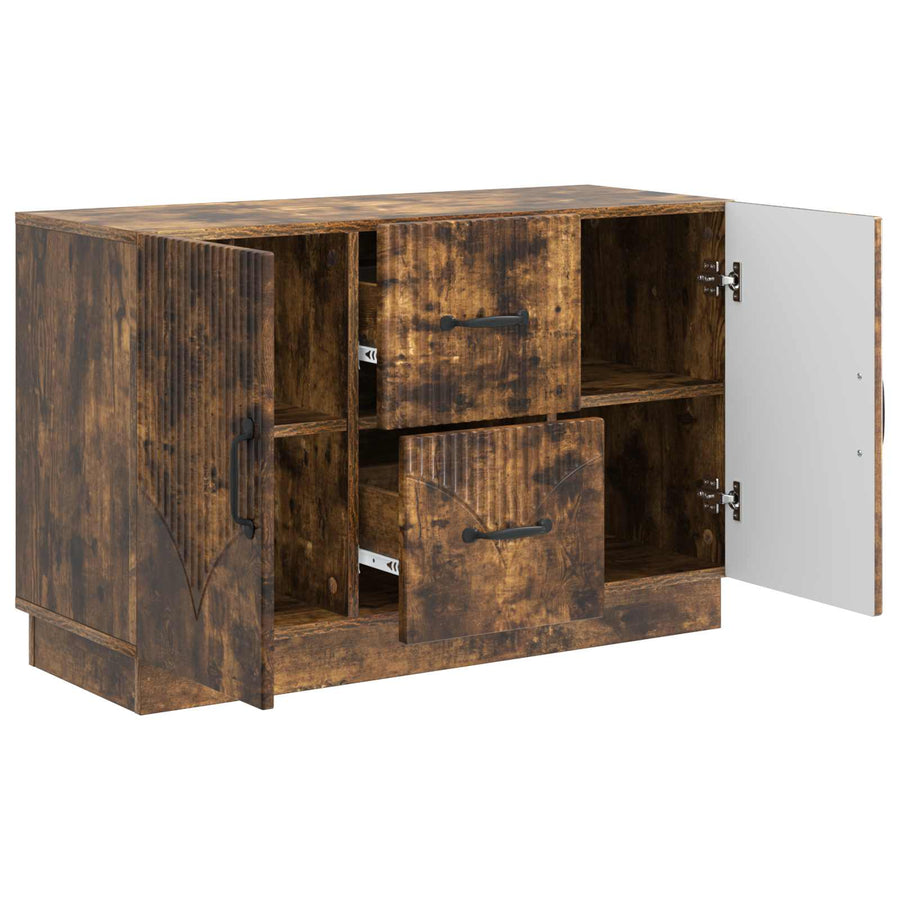 Dressoir met lade Gerookt eiken 89 x 34,5 x 57 cm Bewerkt hout