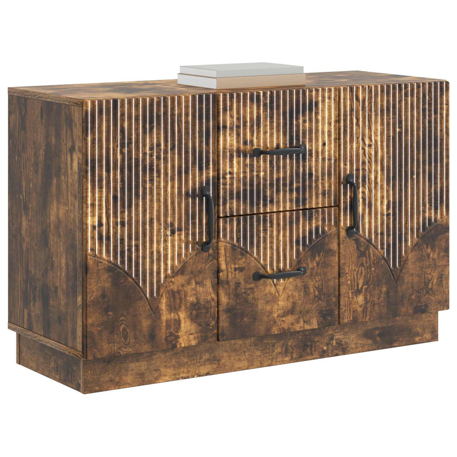 Dressoir met lade Gerookt eiken 89 x 34,5 x 57 cm Bewerkt hout