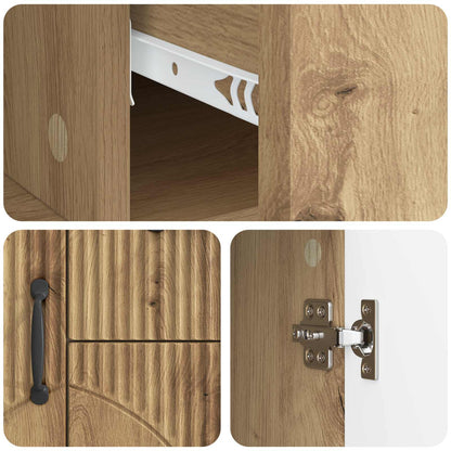 Dressoir Artisanaal eiken 89 x 34,5 x 57 cm Bewerkt hout