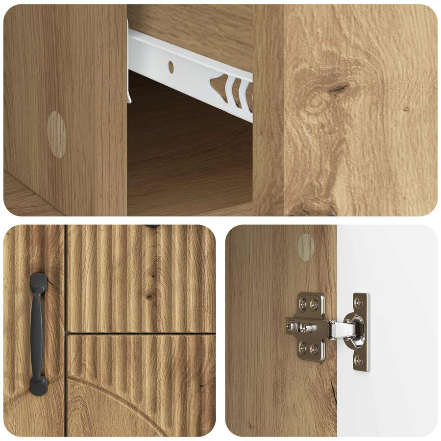 Dressoir Artisanaal eiken 89 x 34,5 x 57 cm Bewerkt hout