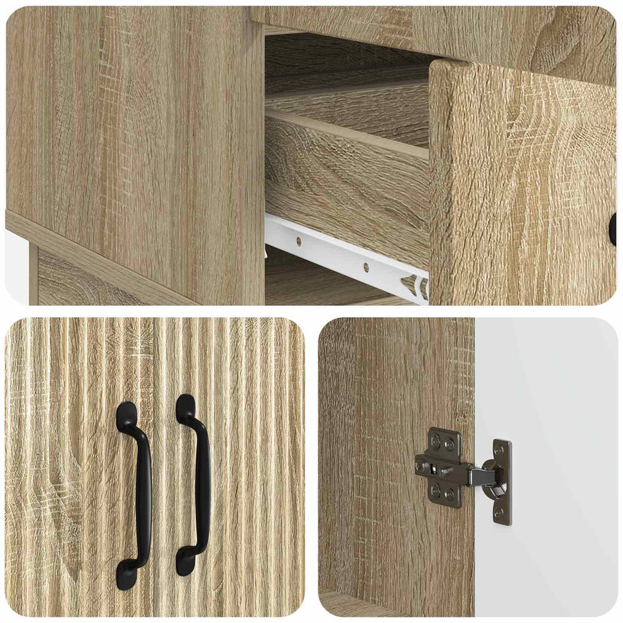 Dressoir met lade Sonoma Eiken 66 x 34,5 x 92 cm Bewerkt hout
