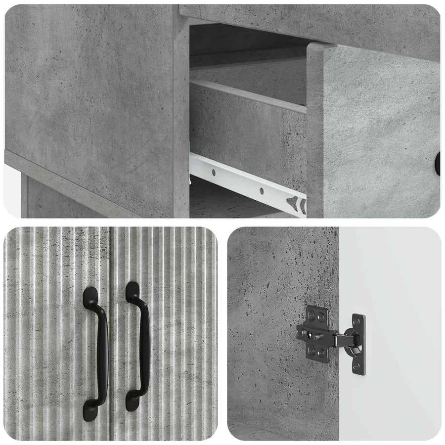 Dressoir met lade Betongrijs 66 x 34,5 x 92 cm Bewerkt hout